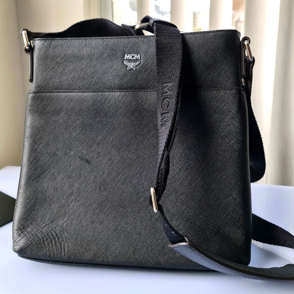MCM Saffiano Leather Messenger Bag